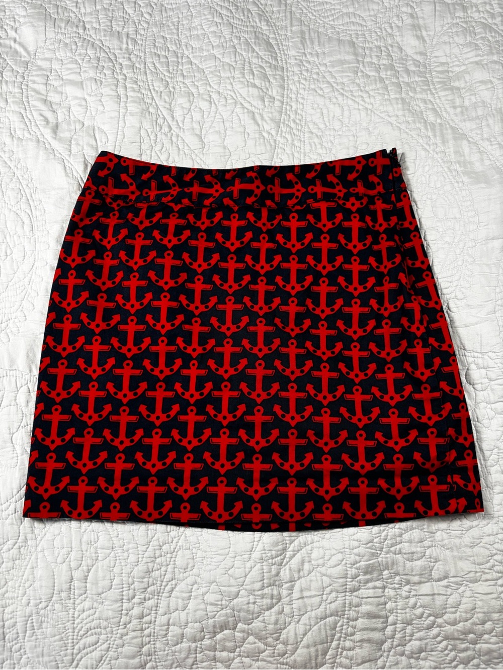 Vineyard Vines Black Mini Skirt with Red Anchor Print